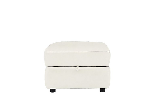 Relax Station Revive Leather Storage Footstool - White- World of Leather