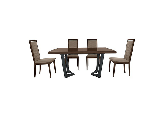 Palazzo 160cm Extending Dining Table in Dark Walnut with 4 Rombi Dining Chairs