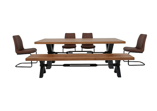 Bodahl - Terra Dining Table, 4 Cognac Chairs and Bench Dining Set