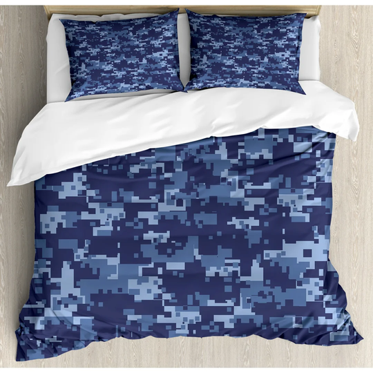 Barnsdall Pale Blue/Dark Blue Microfiber 350 TC Modern & Contemporary Duvet Cover Set