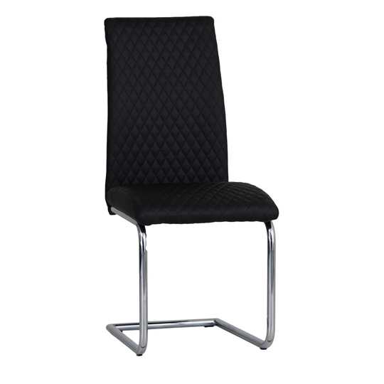 Black Faux Leather Cantilever Dining Chair (Set Of 2)