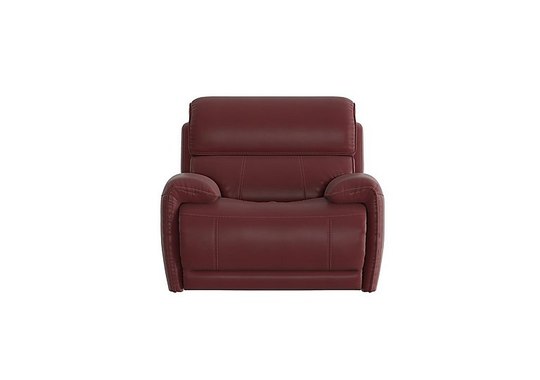 Link Leather Power Recliner Armchair with Power Headrest - Red- World of Leather
