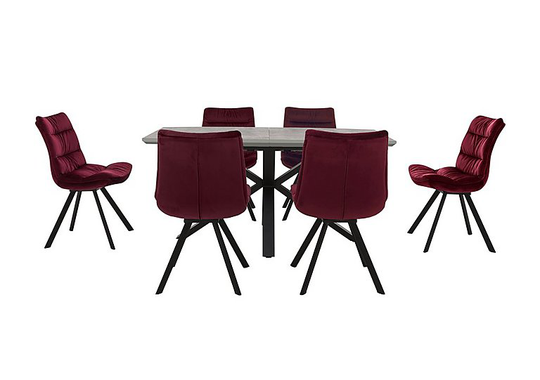 Diego Rectangle Extending Dining Table and 6 Chairs - Red