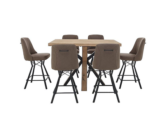 Habufa - Detroit Bar Table and 6 Bar Stools Set