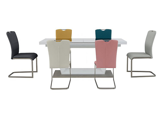 Bianco Large Extending Dining Table and 6 Chairs Dining Set - White