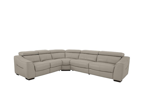Elixir Leather Power Recliner Corner Sofa - Grey- World of Leather
