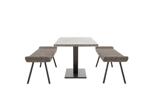 Rocket Dining Table with 2 Faux Leather Low Benches Dining Set