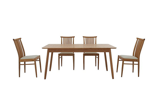 Ercol - Teramo Medium Dining Table and 4 Slatted Chairs - Brown