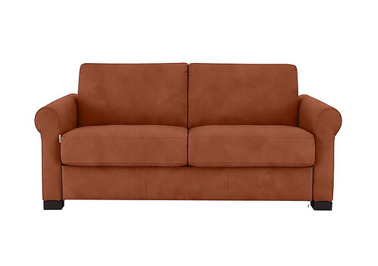 Nicoletti - Alcova 2 Seater Fabric Sofa with Scroll Arms - Brown