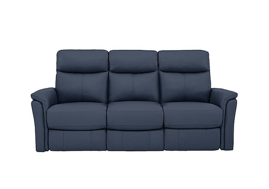 Compact Collection Piccolo 3 Seater Leather Static Sofa - Blue- World of Leather