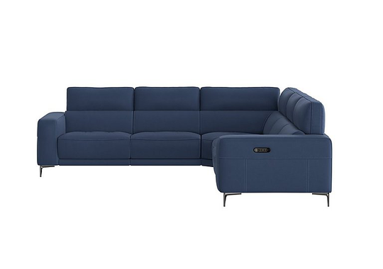 Adama Large Fabric Corner Sofa - Blue