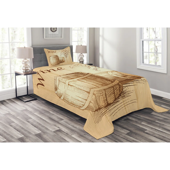 Adelea Brown/Peach Bedspread Set with Pillow Sham