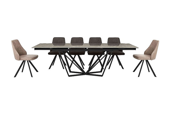 Aquila Extending Dining Table and 6 Swivel Dining Chairs