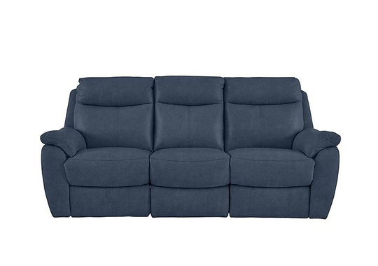 Snug 3 Seater Fabric Manual Recliner Sofa - Blue