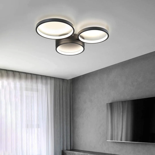 Ivy Bronx Ceiling Lamp LED Dimmable Living Room Lamp Ceiling Light Bedroom Black 38W Modern Ring Design Ceiling Lighting Color Changing With Remote Co