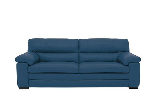 Cozee 3 Seater Pure Premium Leather Sofa - Blue- World of Leather