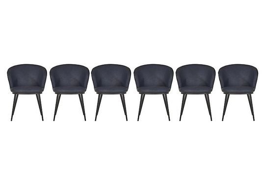 Hela Set of 6 Faux Leather Curved Dining Chairs with Metal Legs