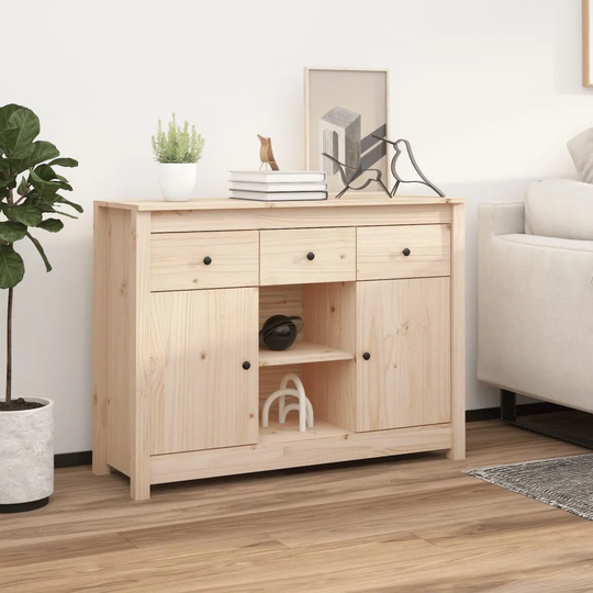 Potts 100Cm Wide 3 Drawer Pine Solid Wood Sideboard