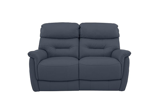 Chicago 2 Seater Leather Battery Recliner Sofa - Blue- World of Leather