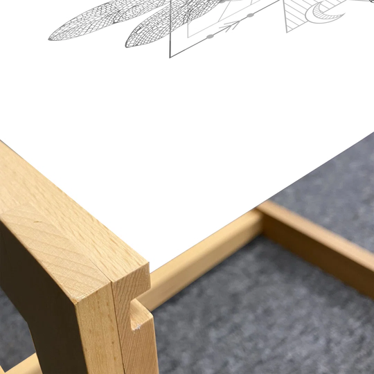 Dragonfly Coffee Table, Contemporary Geometric Bohemian Inspired Insects Greyscale Art, Acrylic Glass Center Table With Wooden Frame For Offices Dorms