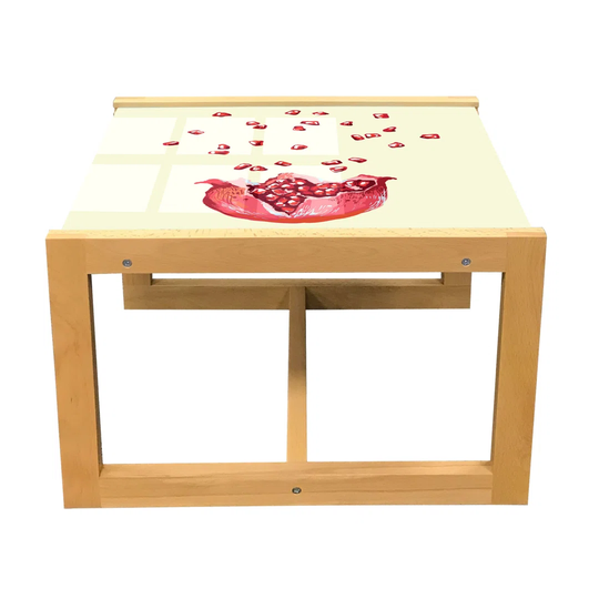Winter Coffee Table, Fresh Seasonal Pomegranate Fruit Splash Pastel Food Vitamin Natural, Acrylic Glass Center Table With Wooden Frame For Offices Dor