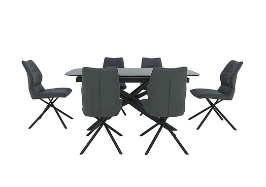 Zeppelin Extending Dining Table and 6 Side Dining Chairs
