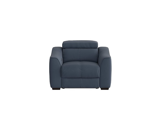 Elixir Leather Manual Recliner Armchair - Blue- World of Leather