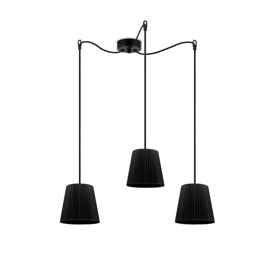 Kami 3 -Light Cone Pendant with Wrought Iron Accents