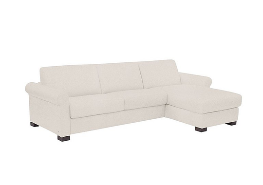 Nicoletti - Alcova 3 Seater Fabric Sofa Bed with Storage Chaise with Scroll Arms - Beige
