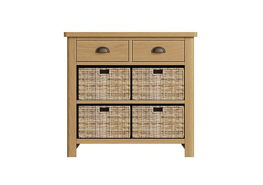 Carson Oak Basket Unit - Brown