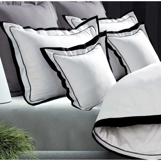 Oxford Edge White 100% Cotton 200 TC Duvet Cover Set