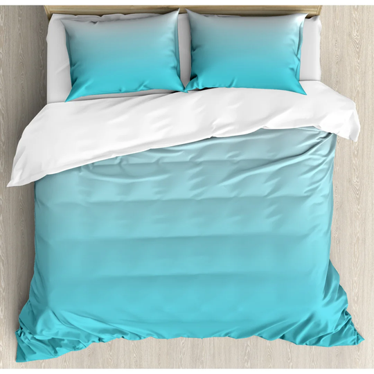 Novinger Turquoise/White Microfibre 350 TC Duvet Cover Set