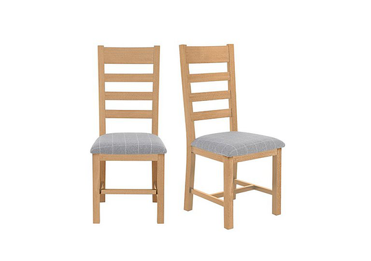 Hewitt Pair of Slatted Dining Chairs with Fabric Seats