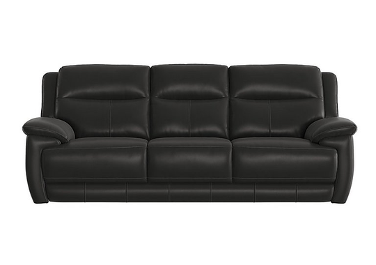 Touch 3 Seater Leather Sofa - Black- World of Leather