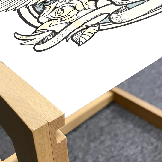 Sugar Skull Coffee Table, Illustration Of Calavera Diamond And Roses Vintage Revival Design, Acrylic Glass Center Table With Wooden Frame For Offices