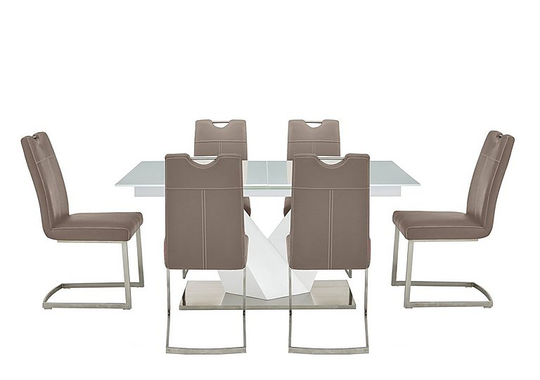 Panama Extending Table and 6 Chairs - Brown