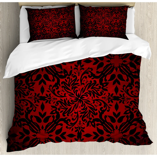 Eagan Black/Red Microfibre 350 TC Duvet Cover Set