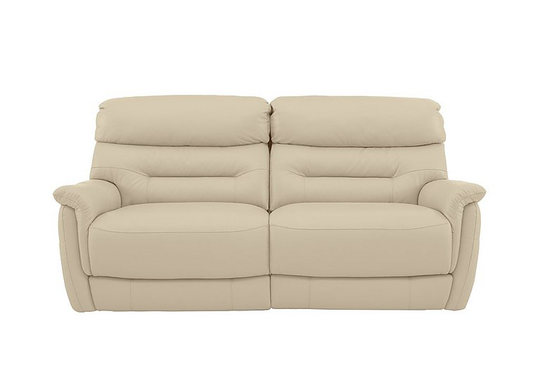 Chicago 3 Seater Leather Power Recliner Sofa - Beige- World of Leather