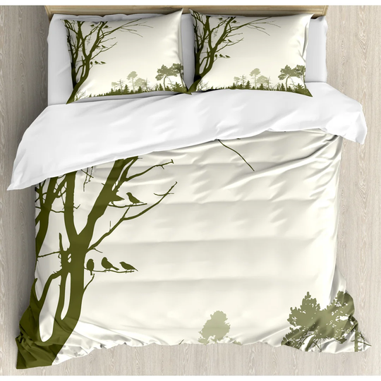 Warrensburg Olive Green/Cream Microfiber 350 TC Modern & Contemporary Duvet Cover Set