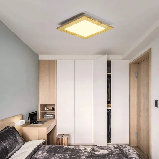 Ivy Bronx LED Ceiling Light Living Room Ceiling Lamp Wood Flat Bedroom Panel Hallway Indoor Lighting Angular 3000K Warm White 30Cm 17W For Kitchen Chi