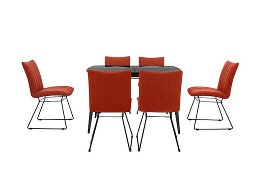 Ace Small Extending Dining Table and 6 Chairs - Orange