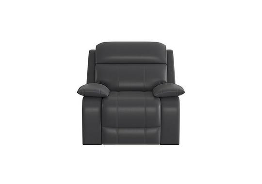 Moreno Leather Manual Recliner Armchair - Grey- World of Leather