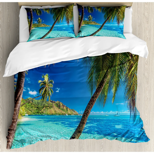 Quinnwood Turquoise/Green Microfibre 350 TC Coastal Duvet Cover Set