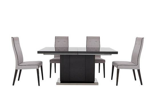 ALF - St Moritz Extending Table and 4 Fabric Upholstered Chairs - Grey