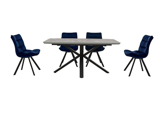 Diego Rectangle Extending Dining Table and 4 Chairs - Blue
