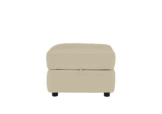 Relax Station Revive Leather Storage Footstool - Beige- World of Leather