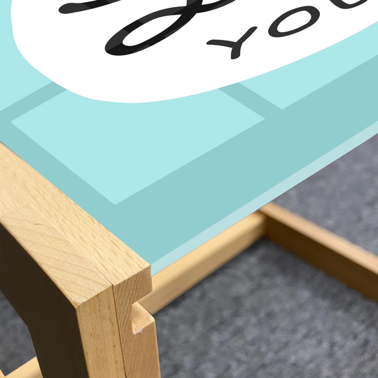 Motivation Coffee Table, Do What You Love What You Do Message Positive Vibes Stimulation Theme, Acrylic Glass Center Table With Wooden Frame For Offic