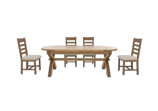 Hewitt Oval Extending Dining Table and 4 Slatted Dining Chairs