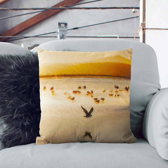 Birds on the Beach Cushion with Filling Pillow