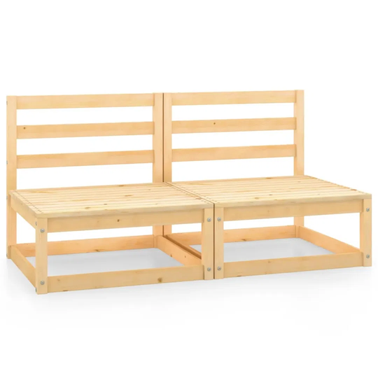 Garden Middle Sofas 2 Pcs Honey Brown Solid Pinewood